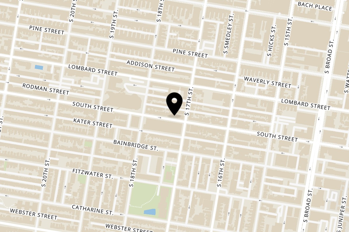 Map showing the location of Kei Sushi Restaurant on 1711 South St in Philadelphia